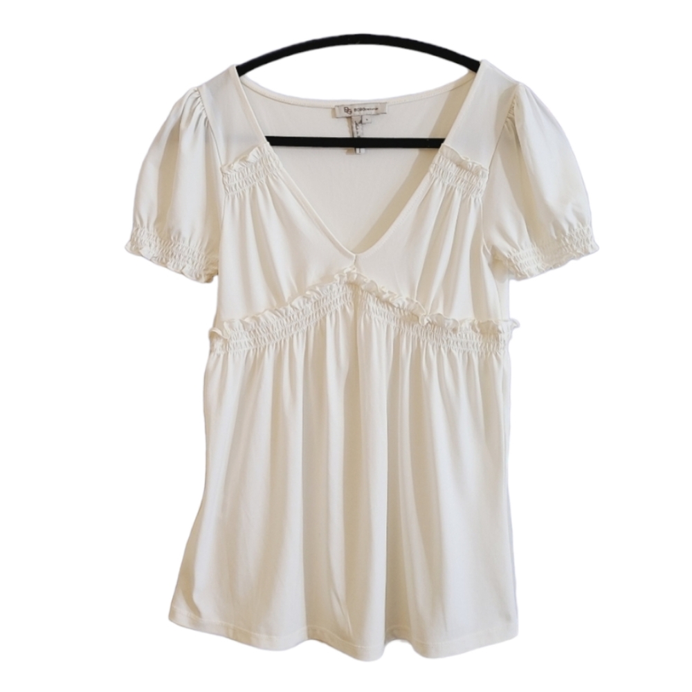 Vintage Y2K Cottagecore BCBGeneration Cream Short Puffed Sleeve Blouse